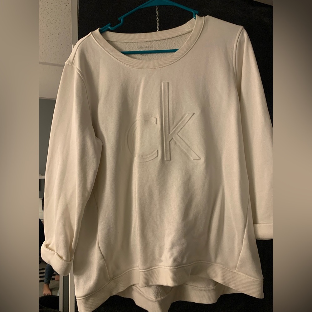 Calvin Klein all white pull over sweater